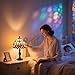 Meimond Table Lamp Tiffany Style 8 Inch Stained Glass Lampshades Small Bedside Lamp Reading Antique Desk Light Livingroom Bedroom Office Vintage Art Decor(Color:A-8)