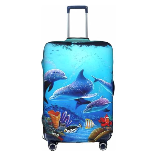Housse de bagage pliable et extensible motif océan bleu pour valise S