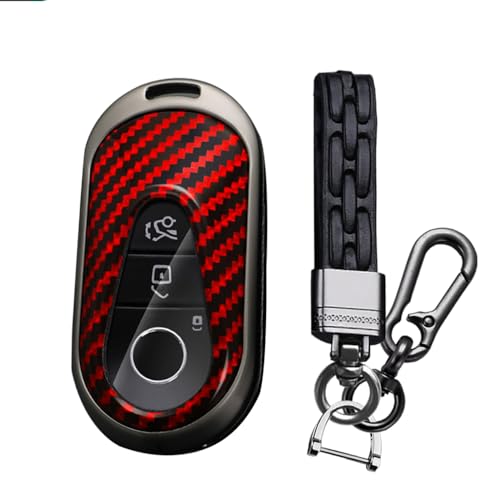 Porte-clés Mercedes Classe S carbone rouge, étui métal haut de gamme