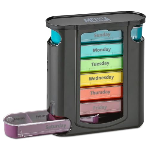 Stackable Daily Pill Organizer - (4 Times a Day) Weekly Medication Reminder - Premium Weekly AM/PM Pill Box with 7 Individual Stacking Cases, a Everyday Medicine Organizer for Vitamins