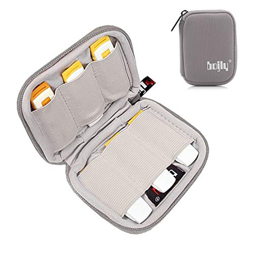 BOJLY Sac Rangement de USB Clé, Mini Sacoche d’Accessoires Electronics en Nylon Etanche Robuste Housse de Protection avec 6 capacités pour SD Carte, USB Clé, Câble d’écouteur, Gris Cover