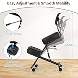 CASART Ergonomic Kneeling Chair with Back Support, Height Adjustable Desk Stool with Thick Cushion & Wheels, Metal Frame Orthopaedic Posture Chairs for Home Office - Image 4
