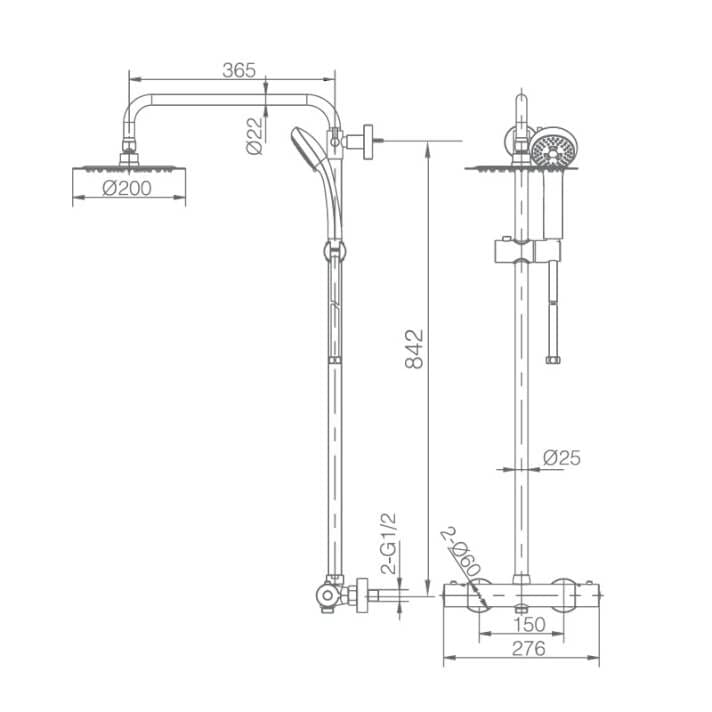 IMEX - Conjunto de ducha termostática de acero inoxidable S316 - Columna de ducha con control de temperatura con Rociador redondo y mango de ducha - Grifos de ducha - Serie Moscú IMEX BTK017/AC