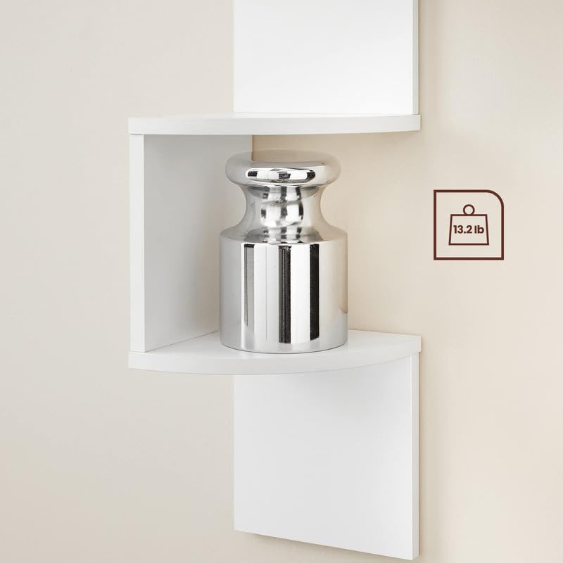 Image of VASAGLE CUSTOS Collection - Corner Shelf Wall Mount, 5-Tier Floating Corner Bookshelf, Plant Shelf for Bedroom, Living Room, Bathroom, Home Office, Cloud White ULBC72WT