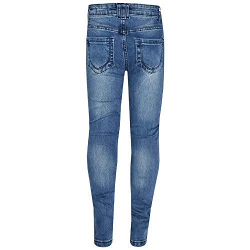 Kids Girls Stretchy Jeans Designer Ripped Drape Panel Denim Pant Trouser 5-13 Yr Mid Blue3