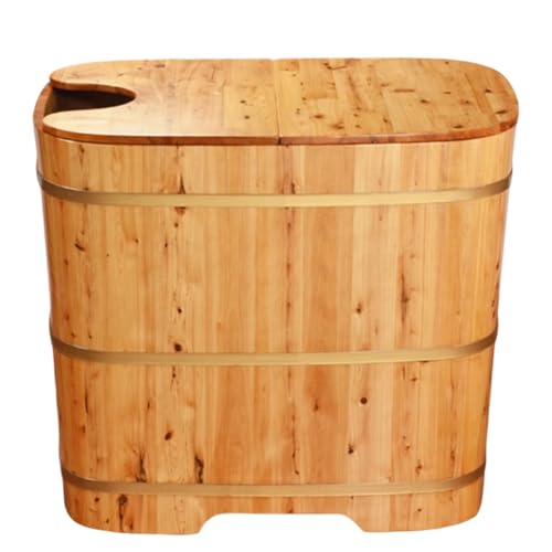 PP-Vic Pequeña Bañera De Madera Independiente Hecha A Mano De 35 Pulgadas con Tapa para Bañera De Hidroterapia Profunda para Relajación, Adecuada para SPA En El Hogar Y Renovación De Baños
