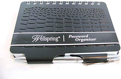 Wellspring Password Book / Organizer / Keeper (Password Book - Black Crocodile)