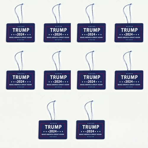 Image of Trump Car Air Freshener - New Car Smell, Long Lasting, 10pcs Flag (MAGA)