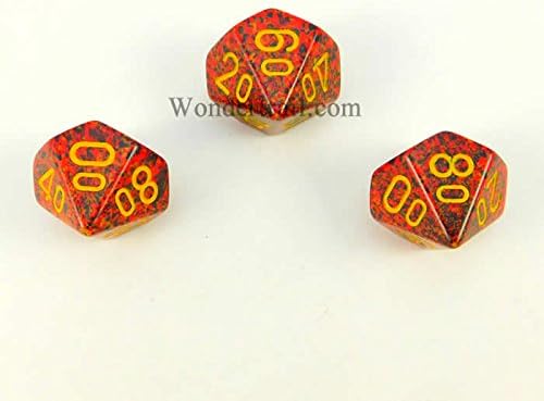 Wondertrail Murcury Elemental Dice 16mm DT10 (Tens Ten Sided Dice) 3pc Black Numbers WKP06691E3
