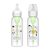 Dr. Brown's Natural Flow Anti-Colic Options+ Narrow Baby Bottle, Bear & Owl, 8 oz/250 mL, with Level 1 Slow Flow Nipple, BPA Free, 0m+, 2-Pack