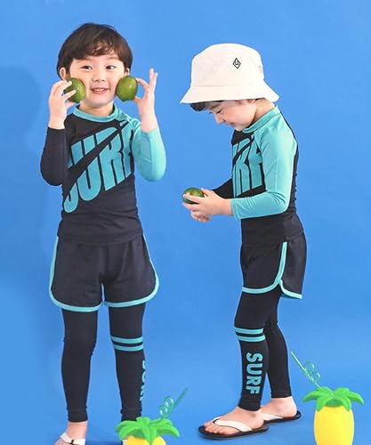 Image of Girls 3 Piece Swimsuit Long Sleeve Rash Guard Swim Shirt with Trunks & Pants UPF 50+ Swimwear
