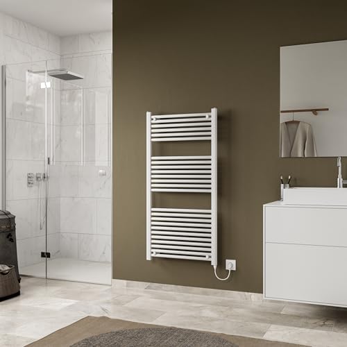 XIMAX Elektro-Badheizkörper OMEGA | 120x60 cm | 600 Watt | Inkl. Heizelement, Heizstab | Design-Heizkörper für Badezimmer | Effiziente elektrische Handtuchheizung