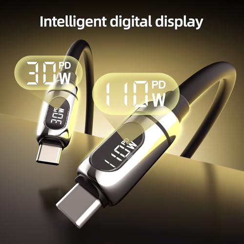 Image of Real-Time Wattage Display USB C to Lightning Cable, 140W Max, 4 ft | Dual LED Wattage Display, USB-A /USB-C Input, USB-C & Lightning Outputs, PD 3.1 Power, Sharing for MacBook, iPhone & iPad