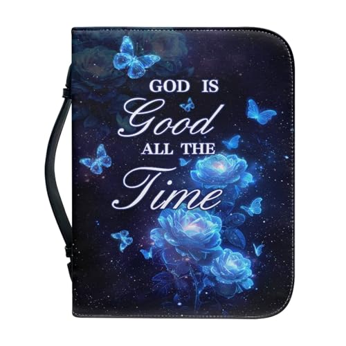 Ceudet Funda para Biblia de piel sintética para mujeres y niñas, con asa superior, protector de accesorios, lindo gato, M, Salmos y mariposas, X-Large