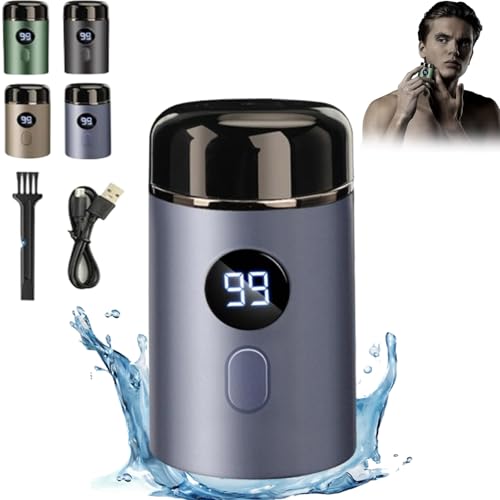 Timeateaシェーバー、Timeateaミニポータブル電気シェーバー、Timeatea電気カミソリ、ポケットサイズ洗える男性用電気カミソリ、男性用ミニシェーバー、充電式(ブルー)