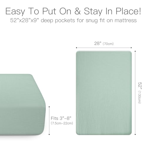 Image of Organic Crib Sheets Fitted Crib Mattress Sheet 2 Pack 52x28 Inches 100% Muslin Cotton for Baby Girls & Boys, Soft Boho Neutral Toddler Bed Sheets Fits Well Standard Size Crib Mattress 28x52 Inches
