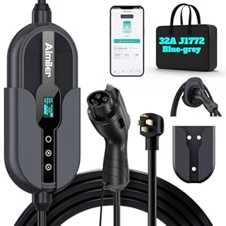 AIMILER Level 2 Electric Vehicle (EV) Charger(32Amp, 220V-240V, NEMA 14-50 Plug), 25ft Cable ETL FCC Listed Portable Indoor/Outdoor EVSE SAE J1772 EV Car Charging Station w/Delay Timer, WiFi Enabled