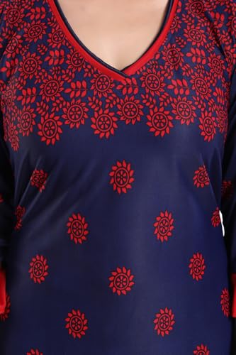 Image of Fabme Women's Crepe Printed Flare Nighty with Long Sleeves /Night Gown /Nightwear /Maxi - Value Combo
