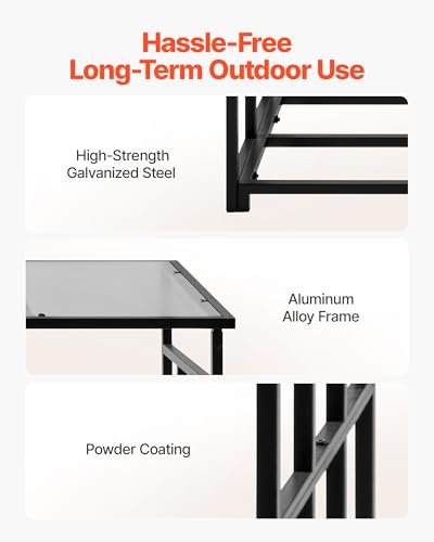 Image of VEVOR Firewood Rack with Sloped Roof, 4 ft Outdoor Firewood Holder, 1 /4 Cord Log Storage Shed, 660lb Max Weight Capacity, Powder-Coated Metal Wood Storage Rack for Fireplace Deck Backyard Garden