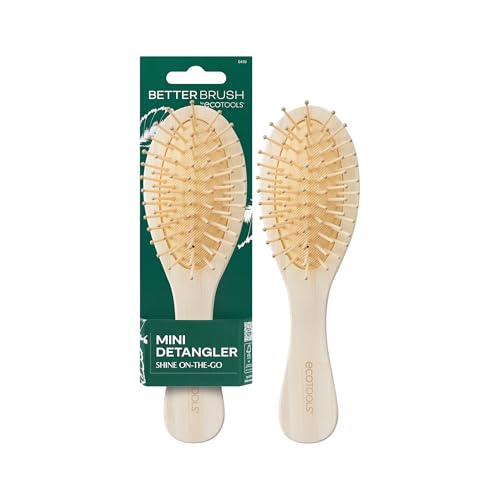 Image of EcoTools Mini Detangler Hairbrush, Brush For Wet Or Dry Hair, Heat Resistant, Mini Hairbrush Gently Detangles & Styles, Travel-Size Paddle Brush, Renewable Bamboo, Vegan & Cruelty-Free, 1 Count