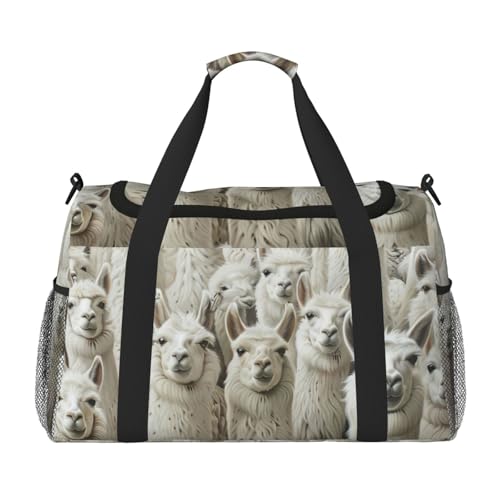 Cute Llama Print Foldable Carry On Tote Large Capacity Hand Carry Bag for Airplane Weekend Getaways