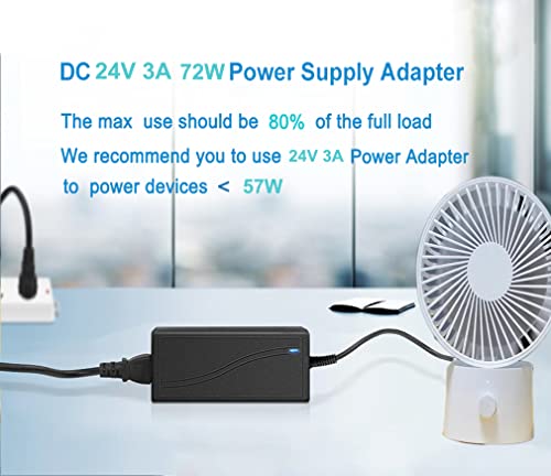 MTYTOT 24V 3A Power Supply Adapter Switching Transformer AC 100V-240V to DC 24 Volt 3 Amp 72 Watt 3000mA 2A 1.5A 850mA for for 5050 3528 LED Strip CCTV Camera Wireless Router3D Printer LED Driver