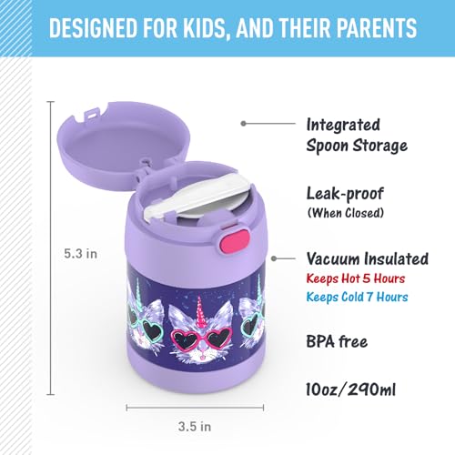 Image of THERMOS FUNTAINER Insulated Food Jar, 10 Ounce, Kid Friendly Food Jar with Foldable Spoon, Cool Caticorns