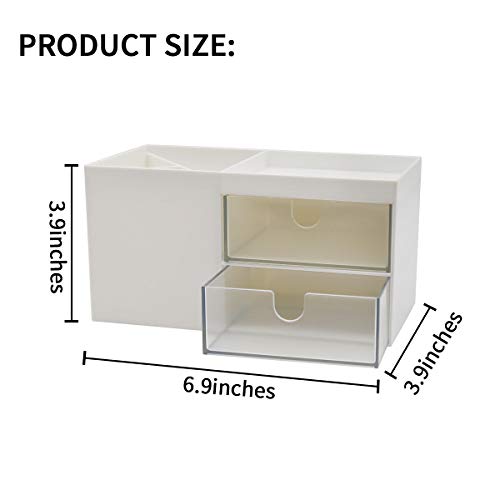 Citmage Desk Organizer Caddy with 5 Compartments Office Workspace Desktop Holder Plastic Stationery Storage Box for Pencils,Markers,Erasers,Pens (white_2) - Thumbnail 6