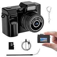 Mini Kamera - FHD 1080P Mini Retro Digitalkamera - Kleine Taschenformat Foto-Video Kameras mit 16GB Karte - Kompakte Mikro-Kamera tragbarer Video-Recorder für Reisen, Studium und Aufnahmen (Schwarz)