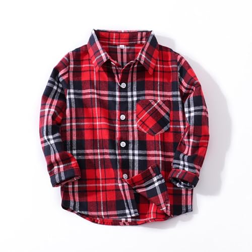 Toddler Boys Girls Flannel Plaid Shirt Jacket Long Sleeve Lapel Button Down Pocketed Shirts Regular Casual Spring Coat4