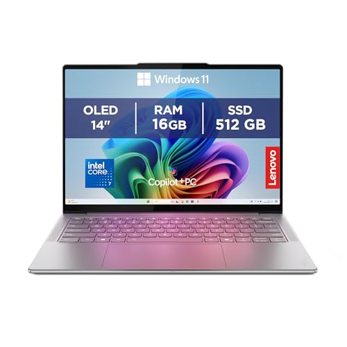 Lenovo Yoga Slim 7i Aura Edition Laptop | CoPilot+PC | 14'WUXGA OLED | Intel Core Ultra 7 256V | 16GB RAM | 512GB SSD | Intel Arc GPU | Win11 | QWERTZ | Seashell | 3 Jahre Garantie Exklusiv bei Amazon