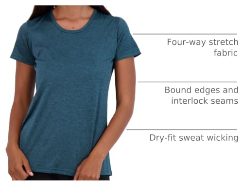 Image of Real Essentials 5 Pack: Women's Short Sleeve T-Shirts Workout Tops Fitness Pilates Gym Activewear Athletic (Plus Available)