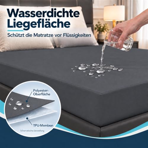 Arcona Matratzenschoner wasserdicht 160x200, Inkontinenz Spannbettlaken, Atmungsaktive Matratzenbezug… – Ansicht 3