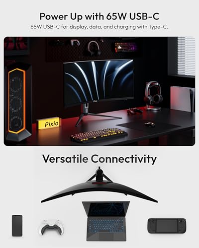 Image of Pixio PXC348C Neo 34 inch 180Hz Refresh Rate UWQHD 1440p Ultrawide Resolution 1000R Curve Fast VA Panel 1ms Response Time USB-C Displayport 65W Charging AMD FreeSync Premium HDR Curved Gaming Monitor