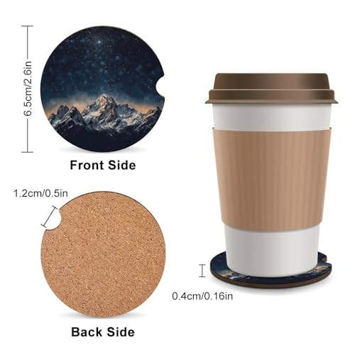 Posavasos para autos 2.6 pulg impresión Starry Night 2 pzas miniatura 2