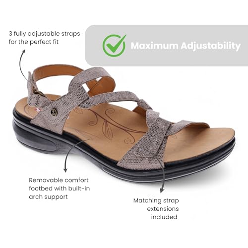 Image of Revere Shoes Emerald Back Strap Sandal for Women - Leather Sandals with Adjustable Straps - Lightweight Arch Support - Comfort Walking Sandals