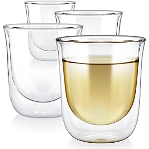 Teabloom Tulip Insulated Glasses for Tea, Coffee and other Beverages - Double Walled Heatproof Glass Maintains Drinks Hot/Cold, 8 oz (Set of Four) Cover