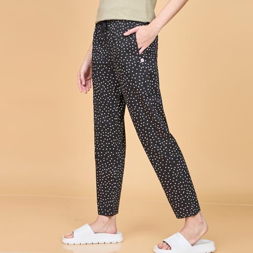 Image of Enamor Mid Rise Full Length Adjustable Drawstring Hangout Pant for Women - Relaxed Fit, Combed Cotton - E4A5