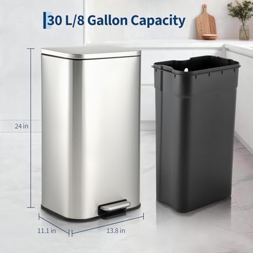 Caneca de basura rectangular acero inoxidable 30L miniatura 2