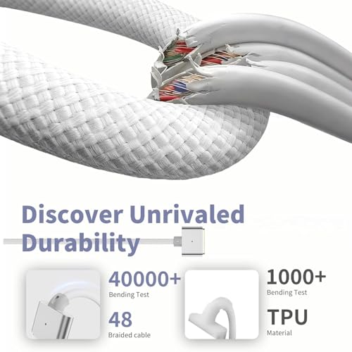 Image of Braided T-Shape C to MG3 DC Cable Cord for Upto 140w Adapter Compatible with Mac-Book Air M2, M3, M4 & Mac-Book Pro M1 M2 (2021-2023 14 inch&16 inch)
