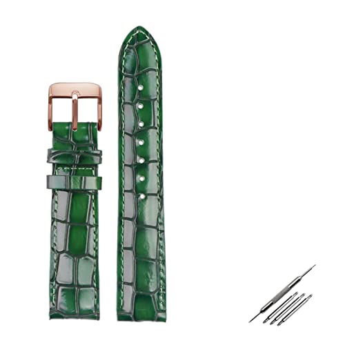 HOYOPJ NR_CeNX`CalfskinU[EHb`Xgbv18mm 20mm 22mm̎voh݊̂j̎vANZT[\bhobNu[O[uE(Green Rose gold,20mm)