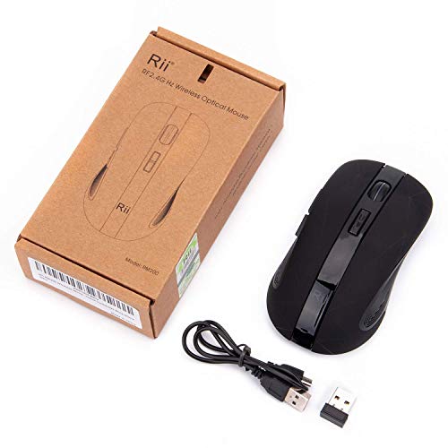 Rii Kabellose Funkmaus, 2.4G Optische Maus Mit USB Nano Empfänger, 7 LED Beleuchtung für Windows/Mac/Linux, Office Home, Schwarz