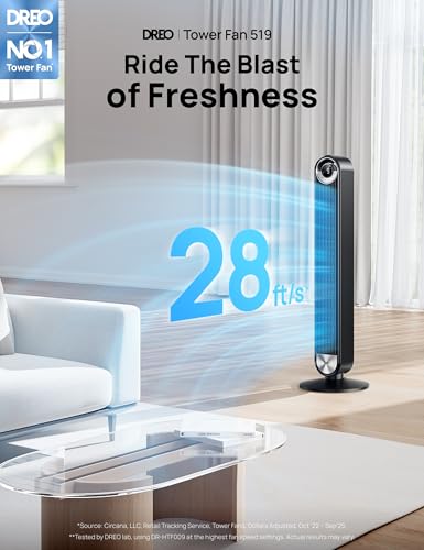 DREO 9-Speed Ultra-Quiet Tower Fan