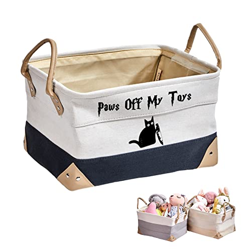 Personalized Storage Basket Dog Toy Bin Basket Collapsible Storage Boxes with Handles for Pet Dogs Cats Toys Treats Leashes Organizers