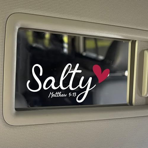 Image of Set 2Pcs Salty Bible Rearview Mirror Decal Red Heart Bible Verse Praise God Jesus Car Decals Water Bottle Window Sticker Vinyl Waterproof 2x1 Inches Decal New Car Accessories Gift for Mom Dad Friend