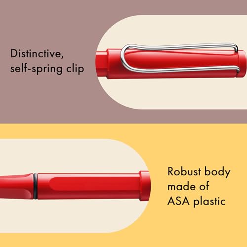 Image of Lamy Safari Red Roller Ball Pen with Medium M63 blue refill