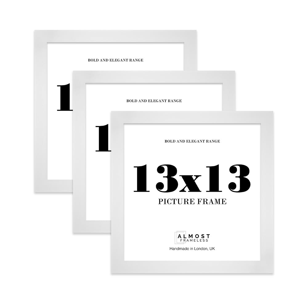 13x13 Photo Frame, Display 13x13" Pictures (22.9 x 15.2cm) Picture Frame for wall Display - White - 3 Pack