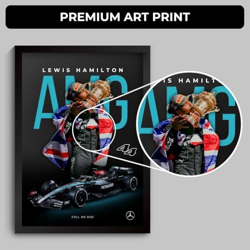 Image of Lewis Hamilton Poster Mercedes F1 Poster | Framed AMG F1 Car A4 Sized (31 x 23 cm) | Lewis Hamilton Posters | Mercedes Car Frame for Wall, Gift for Boys, Formula 1 Frames | Formula 1 Frame (F 027)