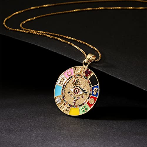 Cmoonry 18K Gold Platd Lucky Eye Pendant Necklace For Women Cz Protection Jewelry Female #TOP3