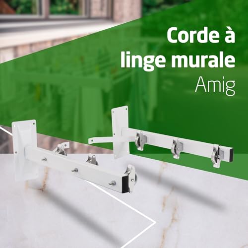 Étendoir de mur intérieur extérieur Amig Mod 3 extensible blanc en acier